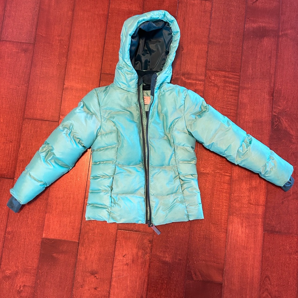 Teal Hooded Champion Puffer Jacket